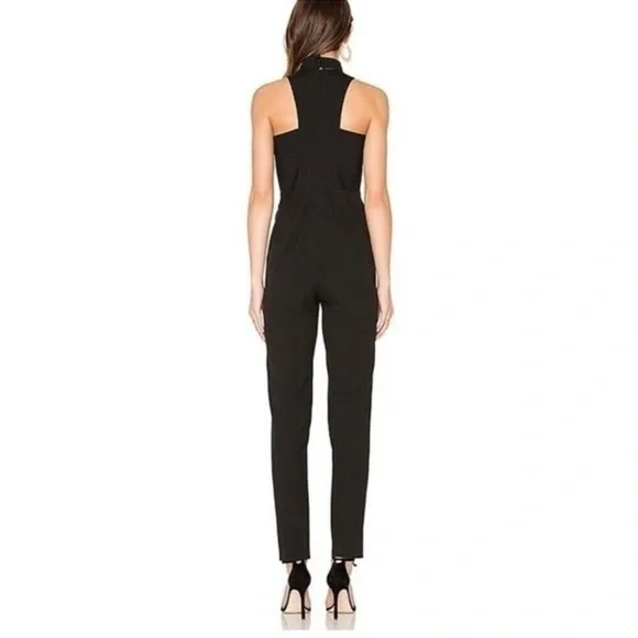 Michelle Mason Choker Plunge Jumpsuit Sleeveless‎ Black Size 2